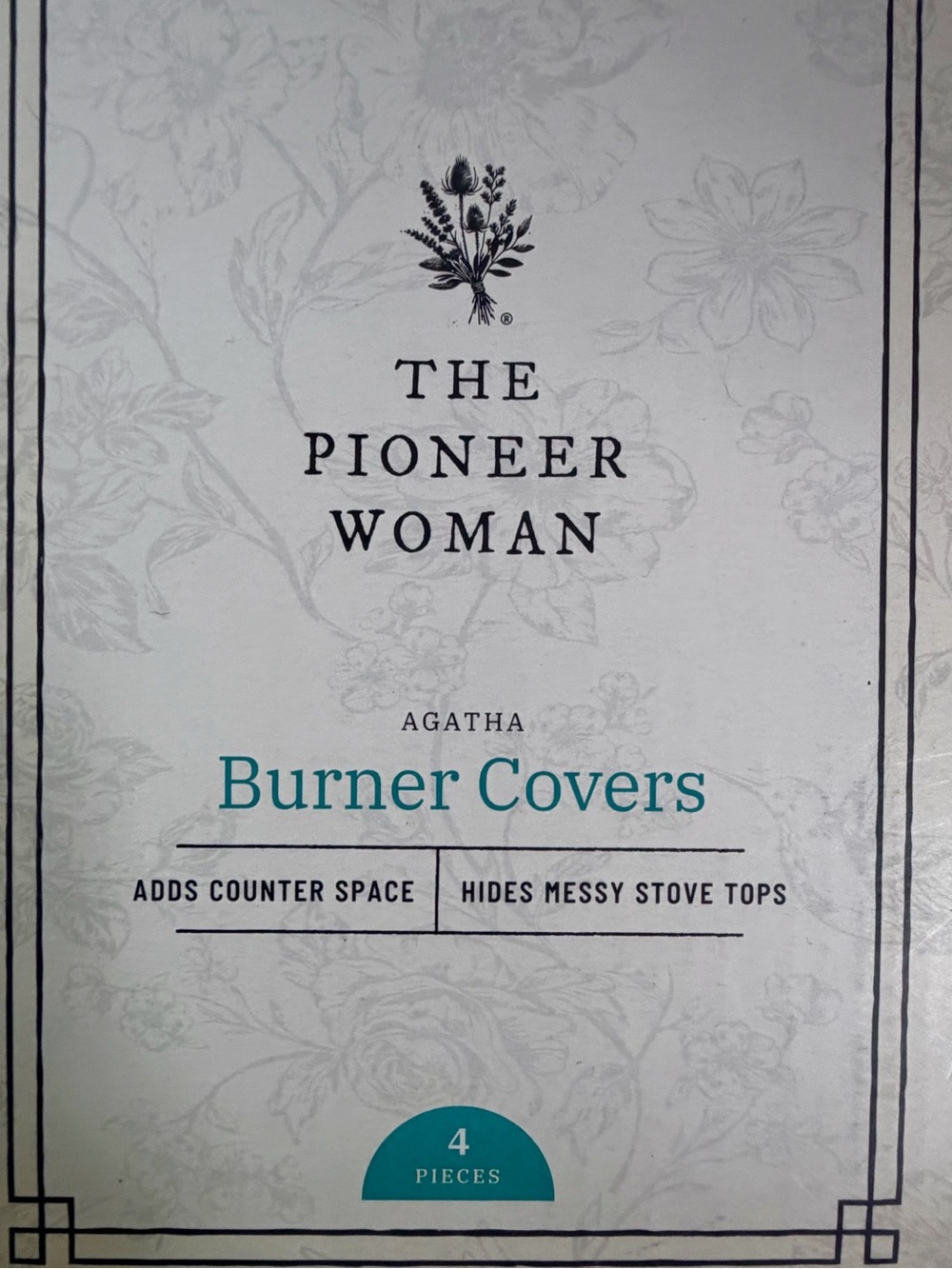 Pioneer Woman Agatha Burner Covers Stove Top Range Set Of 4 New In Package - Picture 3 of 7